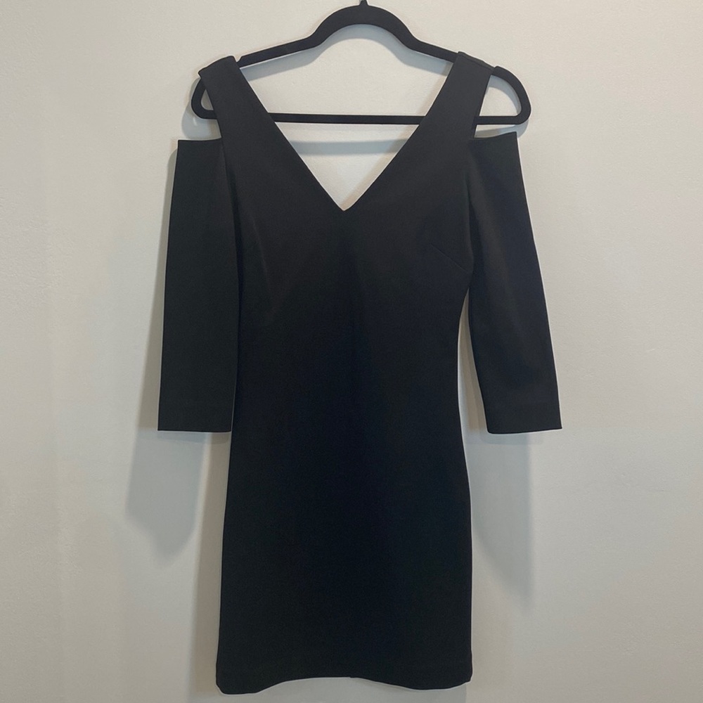 Bebe Black Bodycon Dress, Open Mid Back